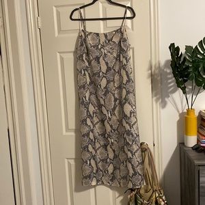 Sleeveless satin snake print dress